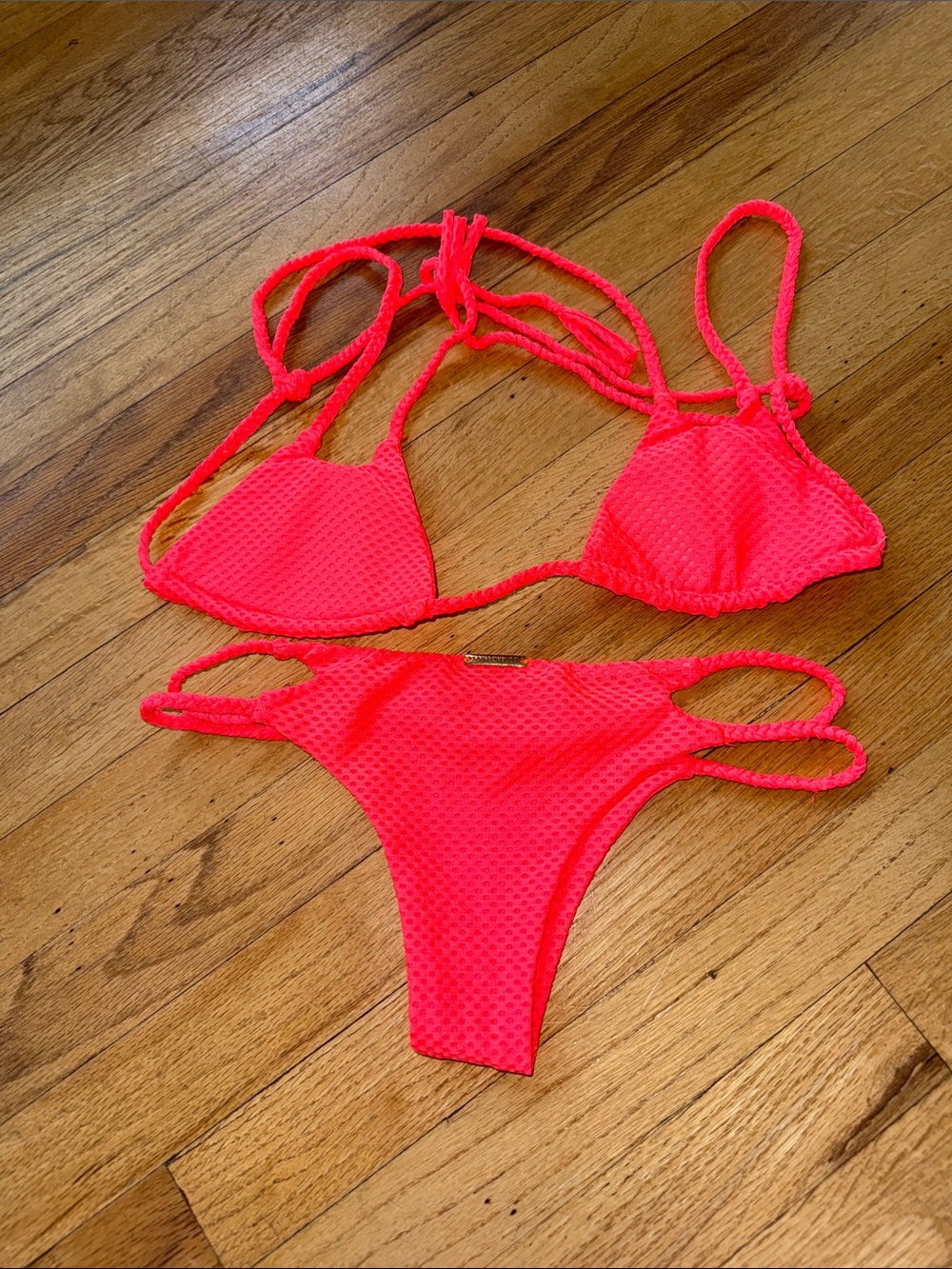 San Lorenzo Neon Coral Textured Bikini
